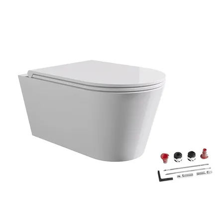 Alice Hide Round Унитаз, подвесной, безободковый, с сиденьем и крышкой с микролифтом, с набором для крепления, цвет: белый глянцевый