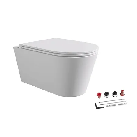 Alice Hide Round Унитаз, подвесной, безободковый, с сиденьем и крышкой с микролифтом, с набором для крепления, цвет: белый матовый