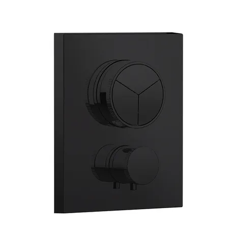 Almar Core Смеситель для душа, встраиваемый, термостатический, с кнопочным управлением для 3-х потребителей, цвет: черный глянцевый PVD