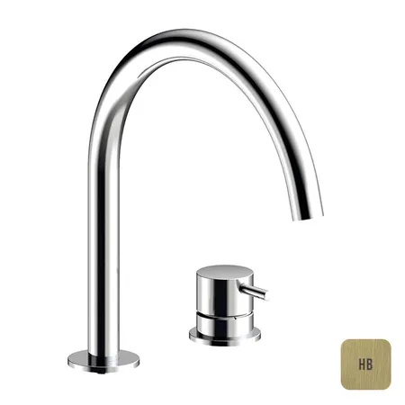 Almar Mixers Смеситель для раковины, 2 отв, без донного клапана, цвет: латунь брашированная PVD
