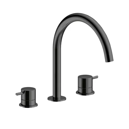 Almar Mixers Смеситель для раковины, 3 отв, без донного клапана, цвет: черный металл брашированный PVD