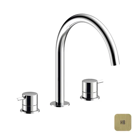 Almar Mixers Смеситель для раковины, 3 отв, без донного клапана, цвет: латунь брашированная PVD