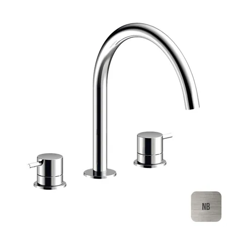 Almar Mixers Смеситель для раковины, 3 отв, без донного клапана, цвет: никель брашированный