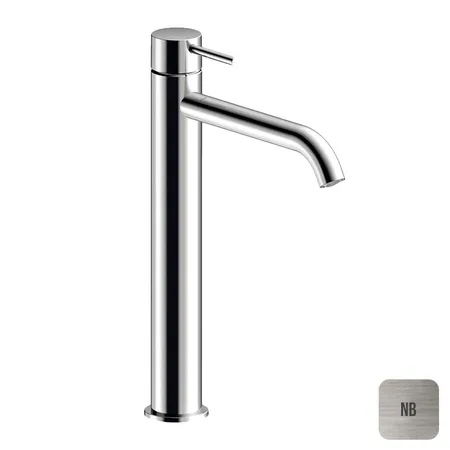 Almar Mixers Смеситель для раковины, высокий, 1 отв, без донного клапана, цвет: никель брашированный