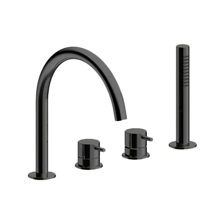Almar Mixers Смеситель на борт ванны, 4 отв, с ручным душем, цвет: черный металл брашированный PVD