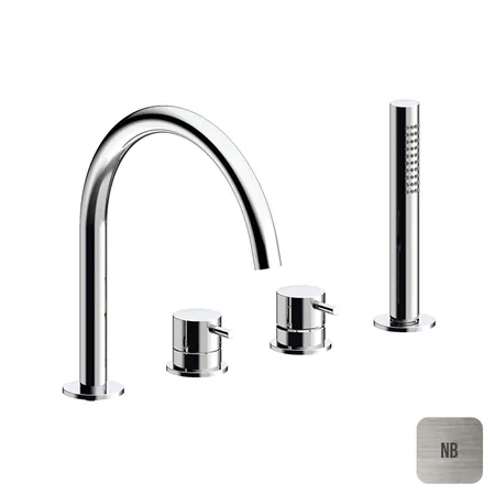 Almar Mixers Смеситель на борт ванны, 4 отв, с ручным душем, цвет: никель брашированный