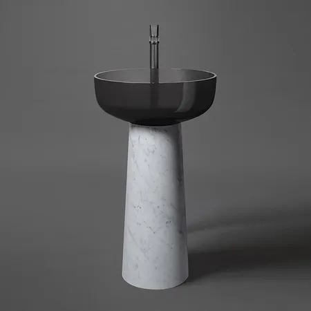 Antonio Lupi Albume Раковина, без отв, на пьедестале, Cristalmood, цвет: Fume/Marmo Carrara