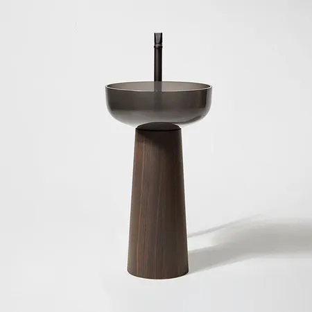 Antonio Lupi Albume Раковина, без отв, на пьедестале, Cristalmood, цвет: Fume/Rovere thermo