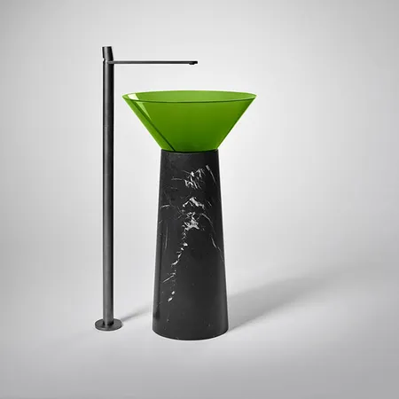 Antonio Lupi Albume Раковина, без отв, на пьедестале, Cristalmood, цвет: Lime/Nero Marquinia