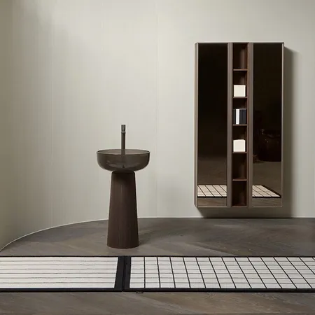 Antonio Lupi Bemade Пенал, подвесной, 2 дверцы, 5 полок, рама Zirconio, стекло Acidato bronzo, цвет: Rovere thermo