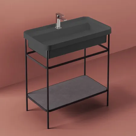 Artceram Fuori Scala Металическая структура с раковиной на 1 отв. напольная, цвет: черный матовый