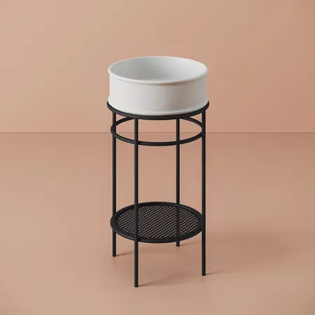 Artceram Vogue Металлическая структура, напольная, с раковиной, с мраморной полочкой, цвет: черный матовый/белый матовый