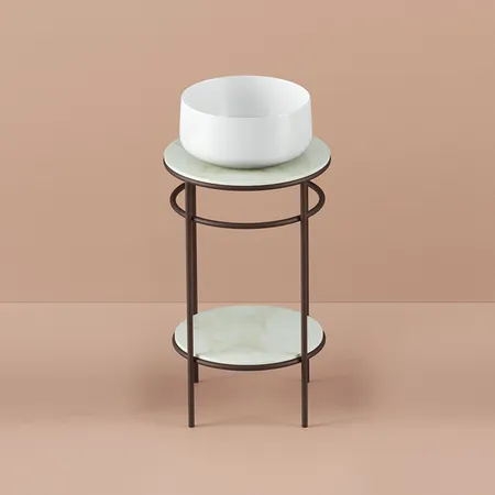 Artceram Vogue Металлическая структура, напольная, с раковиной, с мраморной столешницей и полочкой, цвет: moka/белый