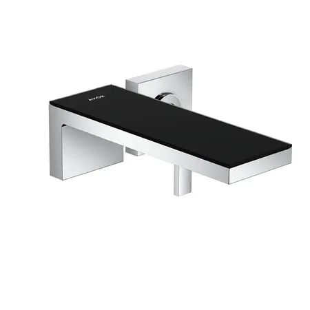 Axor MyEdition Смеситель для раковины, настенный, на 2 отв, излив, внешняя часть, цвет: хром/черное стекло