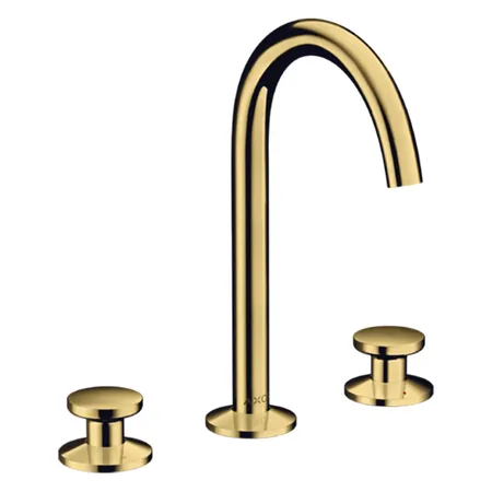 Axor One Смеситель для раковины Sel 170, на 3 отв, круглая ручка, с донным клапаном Push-Open, цвет: полированное золото