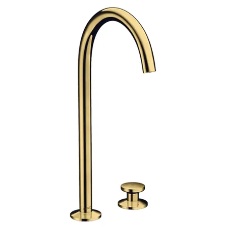 Axor One Смеситель для раковины Sel 260, на 2 отв, высокий, с донным клапаном Push-Open, цвет: полированное золото