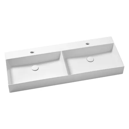 Azzurra Elegance Squared Раковина подвесная/накладная, 2 отв, двойная, цвет: Bianco lucido