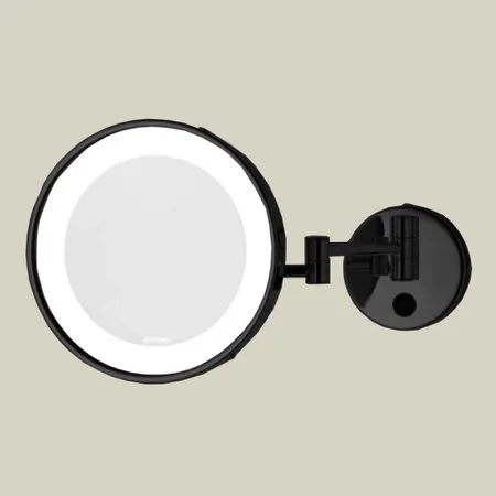 Bertocci Specchi Зеркало косметические, настенное круглое зеркало с LED-подсветкой,выключ,3-хкратное увелич, цвет: черный матовый