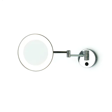 Bertocci Зеркало Косметическое настенное круглое с LED-подсветкой,выкл, 5-х кратное увеличение, двойной рычаг, цвет: Oro Satinato