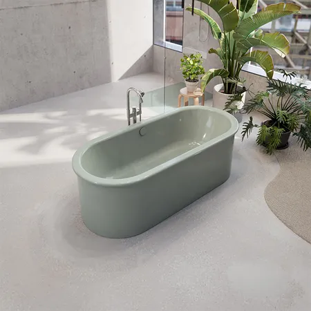 BETTE Suno Oval Ванна отдельностоящая, с шумоизоляцией и экраном, цвет: Salvia