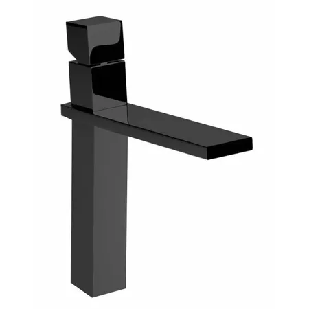 Bossini Cube Смеситель для раковины, на 1 отв, высокий с заглушкой 1”1/4, цвет: черный матовый