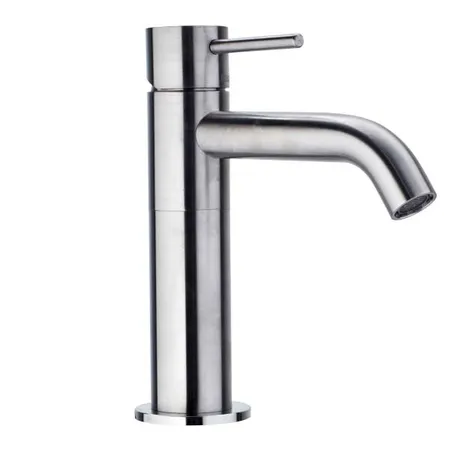 Bossini Inox Однорычажный Смеситель для раковины на 1 отв, из нержавеющей стали без донного клапана, цвет: глянцевая сталь
