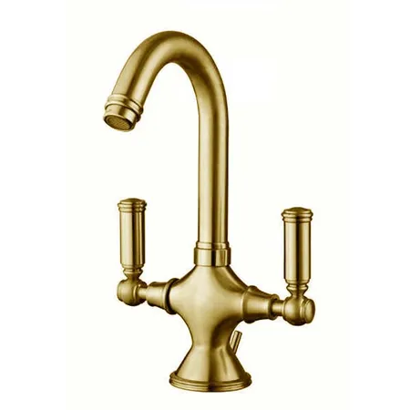 Bossini Liberty Смеситель для раковины на 1 отв, с поворотным изливом и заглушкой 1”1/4, цвет: золото