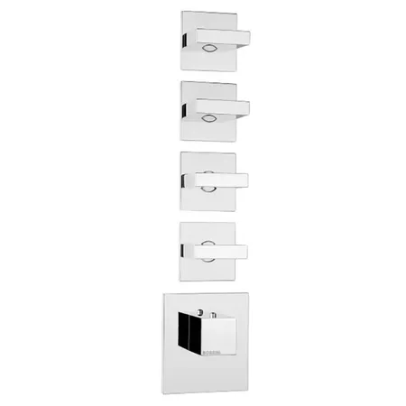 Bossini Rectangular Термостат для душа, встраиваемый, с девиаторм/3 запорных вентиля на 5 выходов, уст-ка верт/гор, цвет: хром