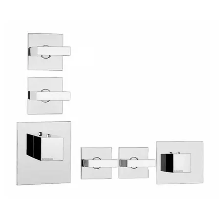 Bossini Rectangular Термостат для душа, встраиваемый, с девиаторм/запорным вентилем на 2 - 4 выхода, уст-ка верт/гор, цвет: хром