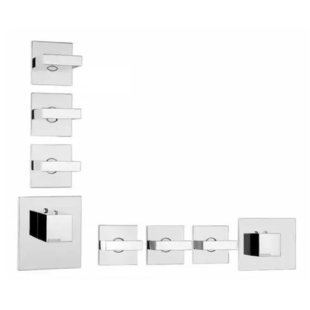 Bossini Rectangular Термостат для душа, встраиваемый, с девиаторм/запорным вентилем на 3 - 6 выходов, уст-ка верт/гор, цвет: хром
