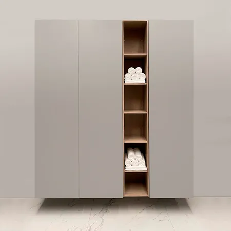 Burgbad Пенал подвесной, открытый, 4 полки, цвет: Light grey oak