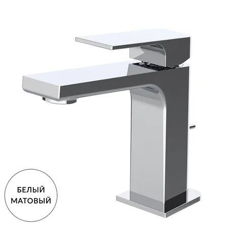 Carlo Frattini Fit Смеситель для раковины, на 1 отв, донный клапан, излив, цвет: белый матовый