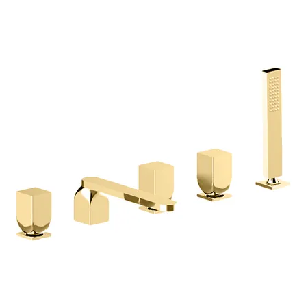 Cisal Hi-Rise Смеситель на борт ванны, 5 отв, с ручным душем, цвет: Gold Brushed