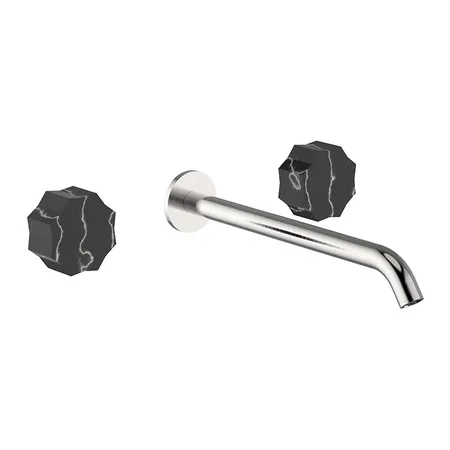 Cisal X32 Смеситель для раковины, настенный, цвет: Brushed Stainless Steel/Marble Marquina