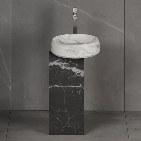 Dea Design Marble Marsala Раковина, напольная, без отв, мрамор, цвет: White Cararra/Black Marquina