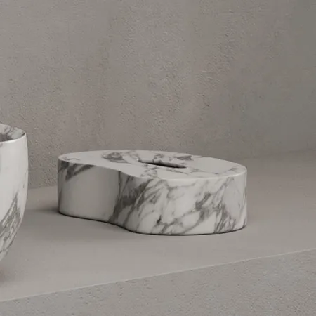 Dea Design Marble Контейнер для салфеток, настольный, из мрамора, цвет: Statuario White