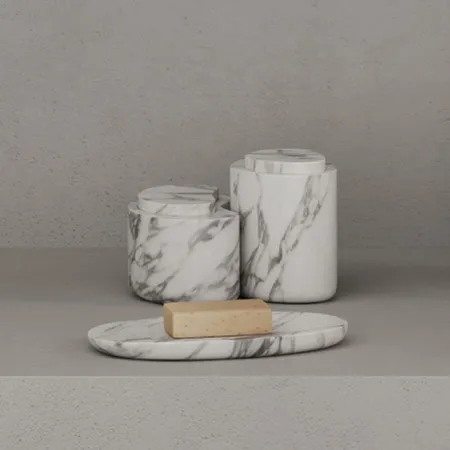 Dea Design Marble Контейнер с крышкой, настольная, из мрамора, цвет: Statuario White