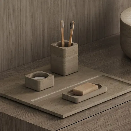 Dea Design Marble Поддон для аксессуаров, настольный, из мрамора, цвет: Travertine