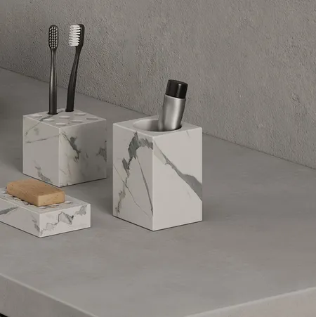 Dea Design Marble Стакан настольный, из мрамора, цвет: Statuario White