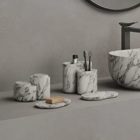 Dea Design Marble Стакан настольный, из мрамора, цвет: Statuario White