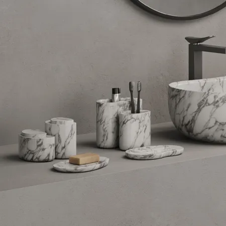 Dea Design Marble Стакан настольный, из мрамора, цвет: Statuario White
