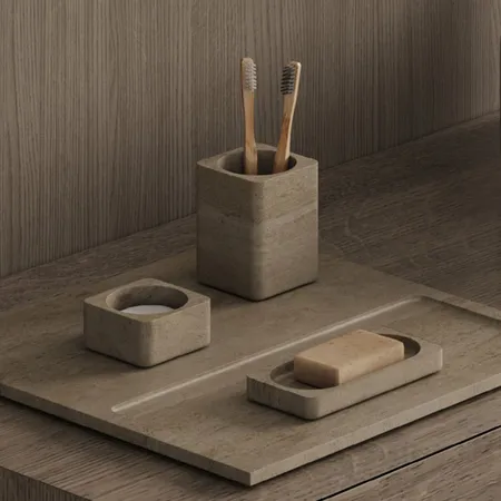 Dea Design Marble Стакан настольный, из мрамора, цвет: Travertine