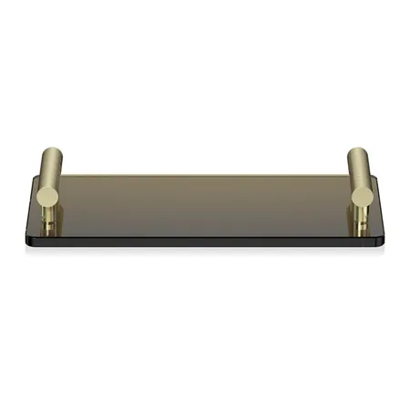 Decor Walther Club Tab Поднос с ручками, стеклянный, настольный, цвет: матовое золото / тёмно-коричневое стекло