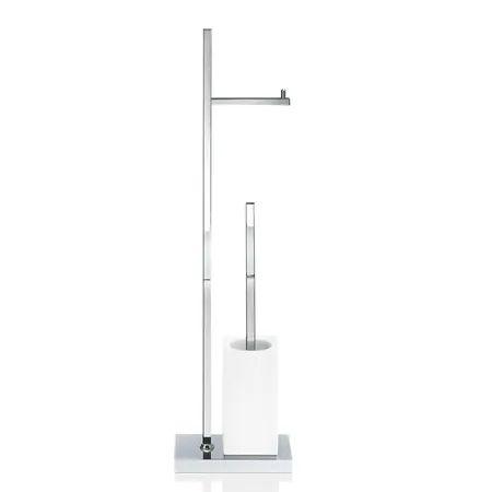 Decor Walther DW 6710 Напольная стойка, с ершиком и бумагодержателем, фарфор, цвет: хром / белый