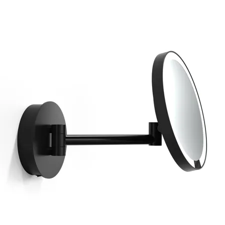Decor Walther Round Just Look WR Косметическое зеркало, подвесное, увел. 5x, подсветка LED, цвет: черный матовый