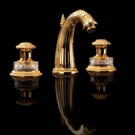 Devon&Devon Excelsior Swan Смеситель для раковины на 3 отверстия. Цвет: золото 24к