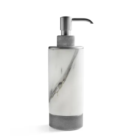 3SC Apuana 2.0 Дозатор настольный d6,5хh21 см, цвет: мрамор White Statuario/никель сатинированный полированный