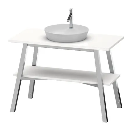 Duravit Cape Cod Консоль деревянная напольная с 1 полкой, с накладной раковиной на 1 отв, цвет: Белый глянцевый с раковиной