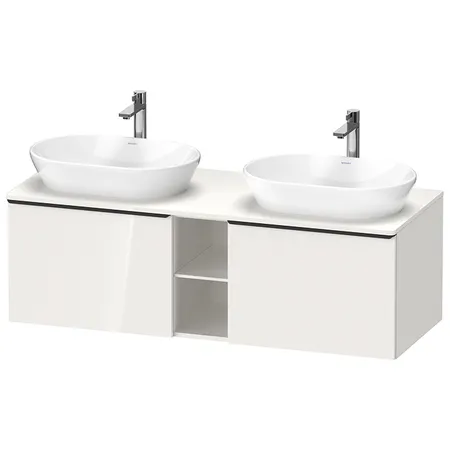 Duravit D-Neo Тумбочка подвесная, 2 раковины, 2 ящика, цвет: белый высокоглянцевый
