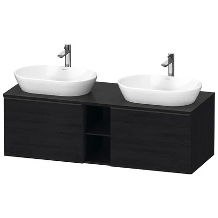 Duravit D-Neo Тумбочка подвесная, 2 раковины, 2 ящика, цвет: Black Oak